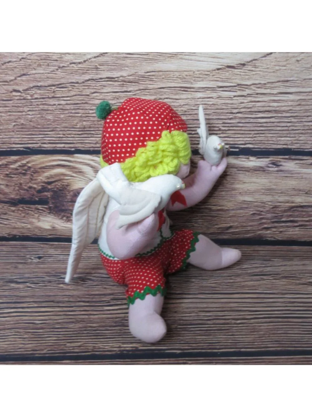 Plush Stuffed Angel holding 2 doves - 9.5